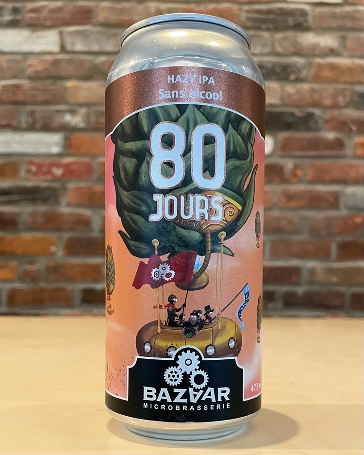 80 jours - Houblonnée, Sans Alcool - Le Bazaar Microbrasserie - Beau Dégât Bièrerie de Quartier