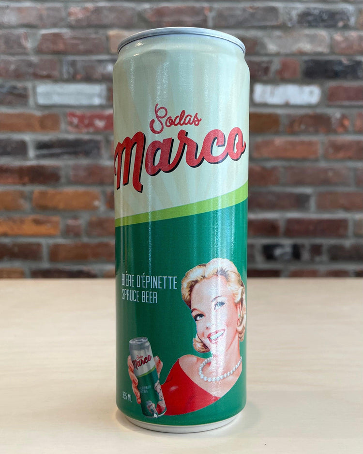 Bière D'Épinette (canette) - Sans Alcool - Sodas Marco - Beau Dégât Bièrerie de Quartier