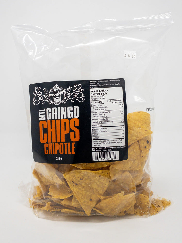 Chips Tortillas Chipotle - Snack - MTL Gringo - Beau Dégât Bièrerie de Quartier