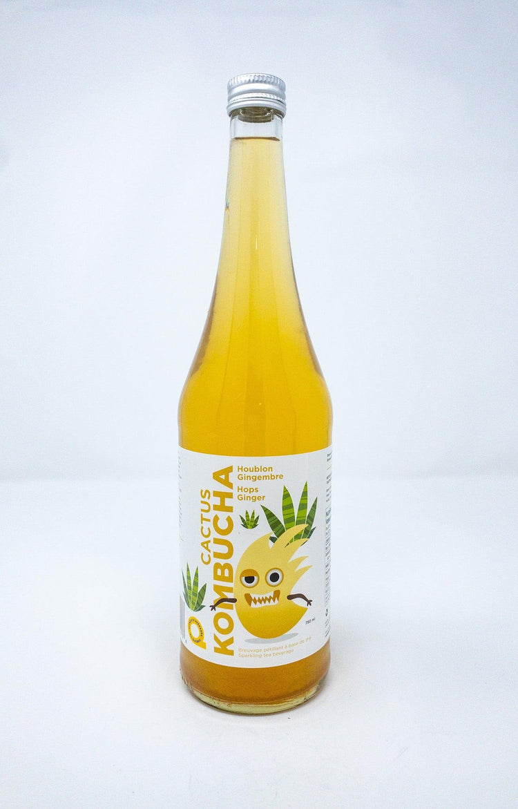 Houblon et Gingembre (750 ml) - Kombucha - Cactus Kombucha - Beau Dégât Bièrerie de Quartier