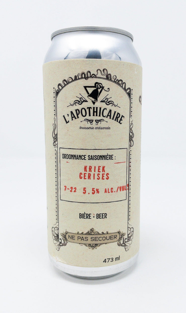 Kriek Cerise Griottes - Soif - Brasserie L'Apothicaire - Beau Dégât Bièrerie de Quartier