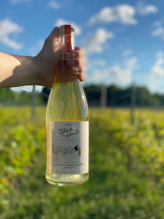 Bouteille d'Air de fête blanc, mousseux du Vignoble Têtes au Vent