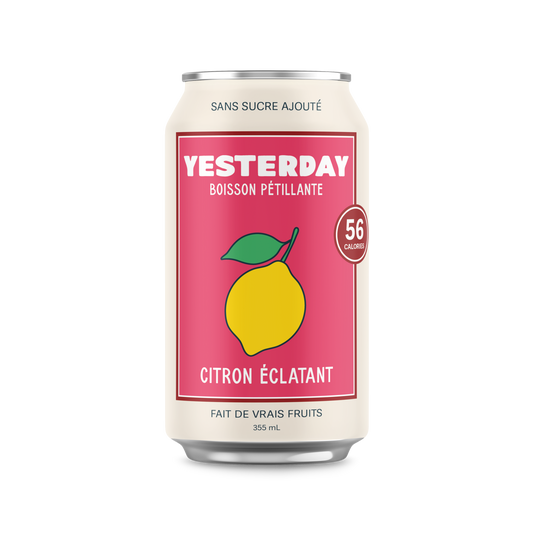 Canette de Citron éclatant, limonade pétillante sans alcool de Yesterday