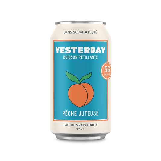 Canette de Pêche juteuse, boisson pétillante sans alcool de Yesterday