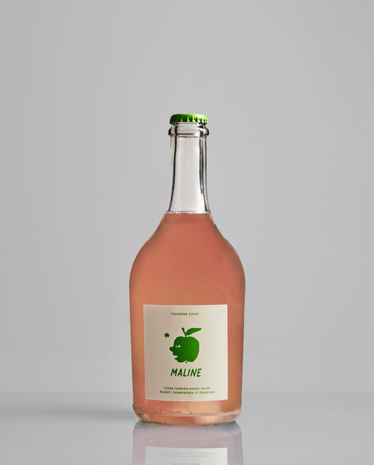 Bouteille de Maline Troisième Cuvée, cidre fermier de Domaine l'Espiègle