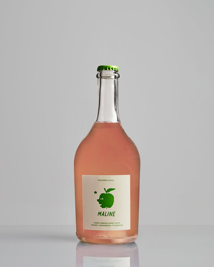 Bouteille de Maline Troisième Cuvée, cidre fermier de Domaine l'Espiègle