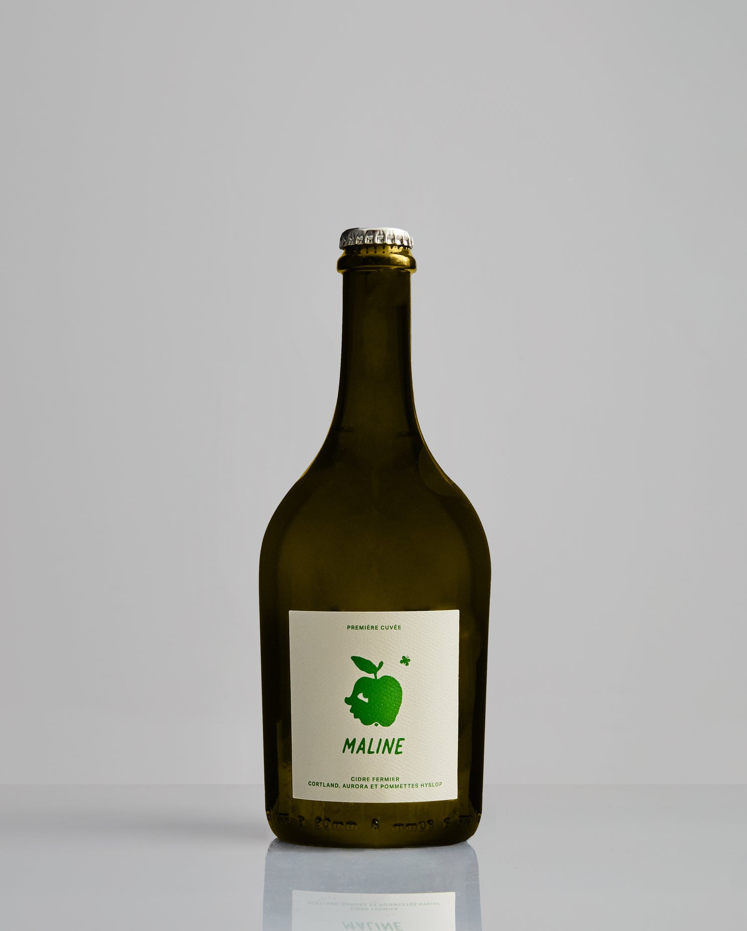 Bouteille de Maline Première Cuvée, cidre fermier de Domaine l'Espiègle