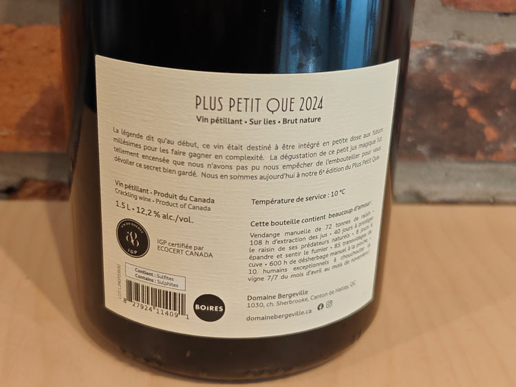 PLUS PETIT QUE (1,5L) - Vin pétillant, sur lies, brut, nature.
